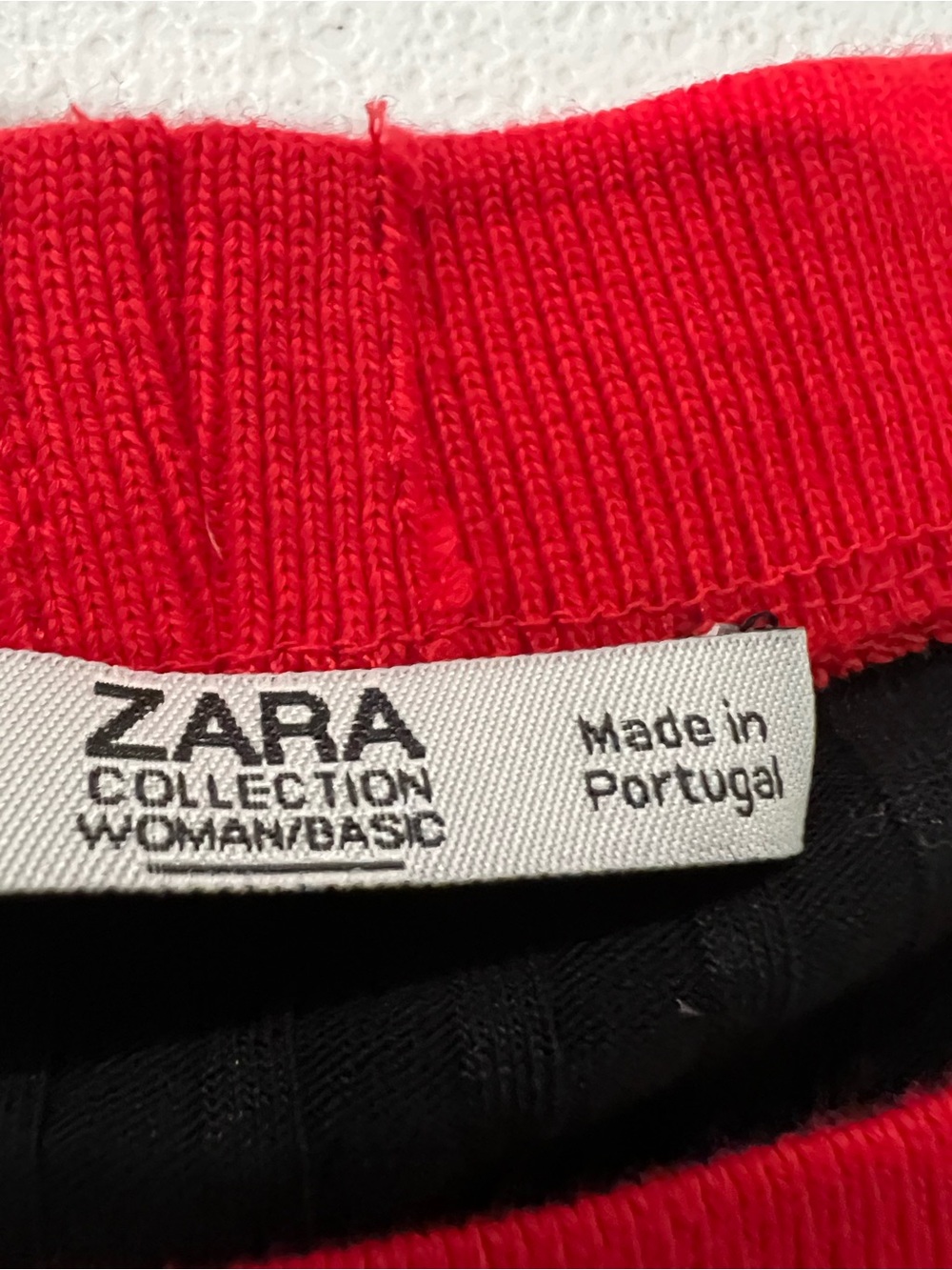 Zara Black Ribbed Short-Sleeve Top with Red Trim M - Picture 9 of 9